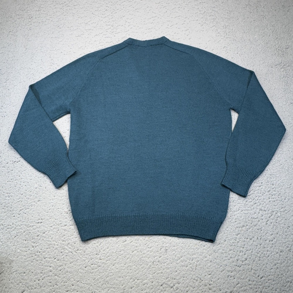 Vintage St John Santana Knit Sweater Womens 12 Blue Aqua V Neck Raglan Pullover - Picture 3 of 8